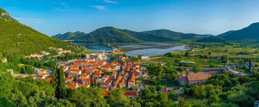 Aerial view of Croatian town Ston
