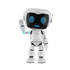 Obraz na płótnie Canvas Cute and small artificial intelligence personal assistant robot hand up isolated