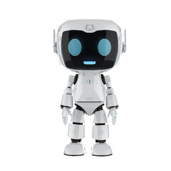 Cute and small artificial intelligence personal assistant robot isolated