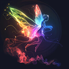 虹色に輝く蝶の羽をもつ妖精。フェアリー