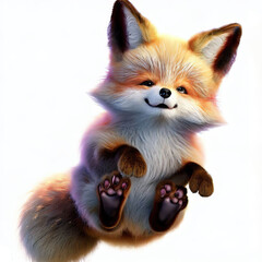 Obraz premium 3D furry forest animal with beautiful colors and white background. with Generative AI technology 