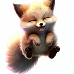 Obraz premium 3D furry forest animal with beautiful colors and white background. with Generative AI technology 