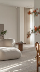 Minimalist home interior composition in clean colors.