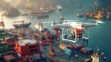 A medical drone swiftly navigating over a train accident site, equipped for emergency rescue, ready to provide rapid aid and transport for patients - obrazy, fototapety, plakaty