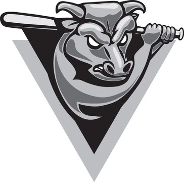 logo sport bull baseball vector mascot