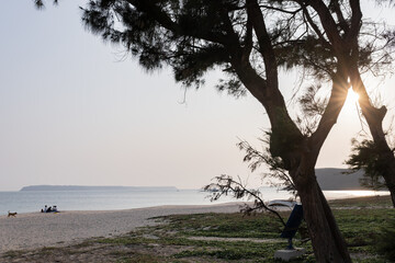 台湾澎湖縣ポンフー島の嵵裡シリビーチの夕日 Sunset Shili Beach in Taiwan Penghu...