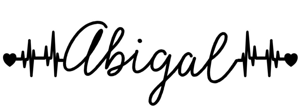 Abigal - black color - name written - heartbeat, electrocardiogram, love - for websites,, presentations, greetings, banners, cards,, t-shirt, sweatshirt, prints, cricut, silhouette, sublimation