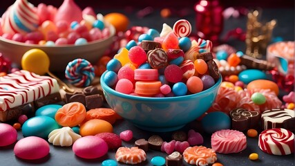 assortment of vibrant, festive candies and treats