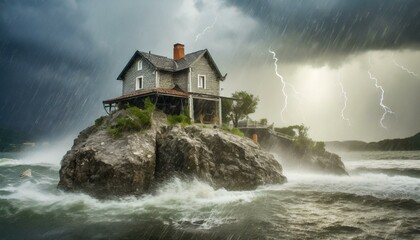 Like a Wise man: Parable about The House Built on the Rock: Matthew 7.  - obrazy, fototapety, plakaty