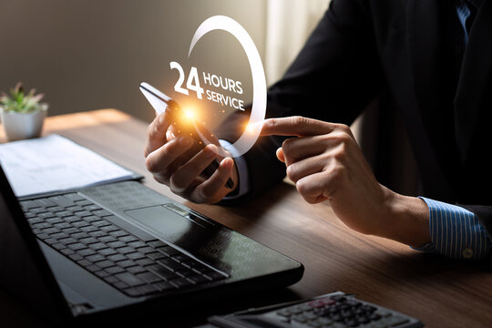Customer service, nonstop service concept. service or activity will operate or be provided continuously without interruption throughout the day or week, 24 hours a day and 7 days a week.