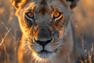 Fototapeta premium lioness in African savannah 