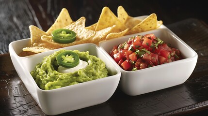 a trio of dips with vibrant colors and textures arranged in an elegant white serving dish,