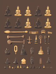 Zen Bliss: Buddha Zen Tools Stamp Illustration
