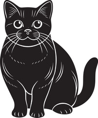 Black cat sitting on white background. Vector illustration for your design.