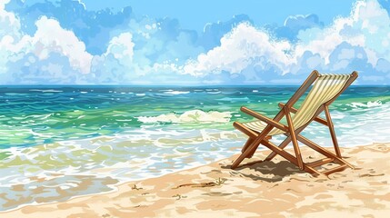 Fototapeta na wymiar Beach chair clipart for relaxing by the shore