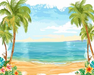 Beach party invitation clipart with tropical motifs