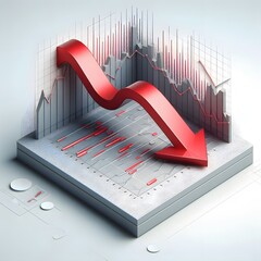 Closeup financial chart with downtrend line. business graph showing growth, stock market chart, startup chart graph, flat logo of down chart illustration