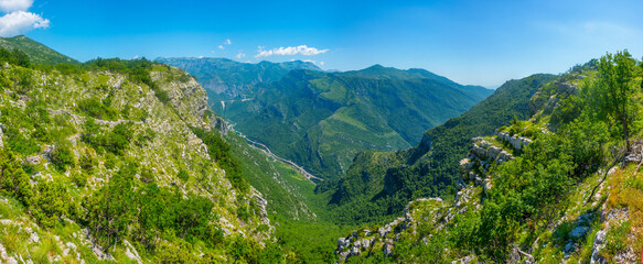 Fototapeta na wymiar Panorama view of valley of Cemi river in Montenegro