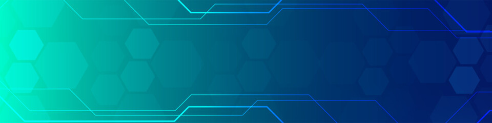 Green Blue Digital technology banner. Futuristic banner for various design projects such as websites, presentations, print materials, social media posts