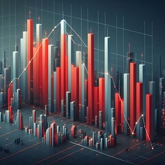 Closeup financial chart with downtrend line. business graph showing growth, stock market chart, startup chart graph, flat logo of down chart illustration