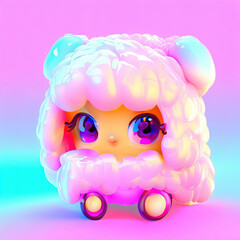 3D furry forest lion with beautiful colors and white background. with Generative AI technology	
