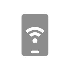 Smartphone and wi fi vector icon. Phone and wi-fi network symbol.