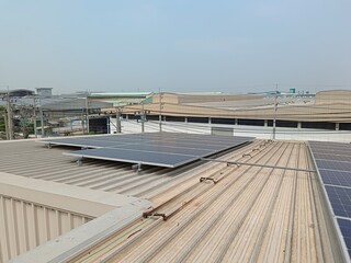 Solar panels on the factory roof.
