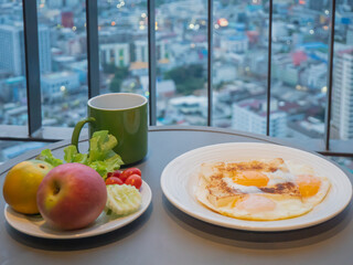 Breakfast on the room balcony.