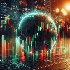 Closeup financial chart with uptrend line. business graph showing growth