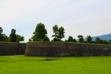 The city walls of Lucca, Tuscany, Italy