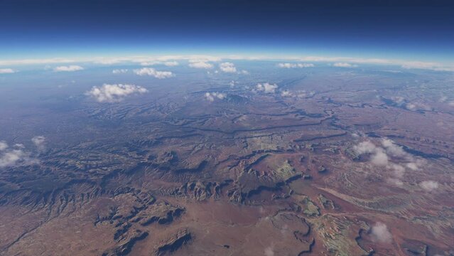 High altitude aerial view of Mesa Verde National Park from Wetherill Mesa in Colorado. United States