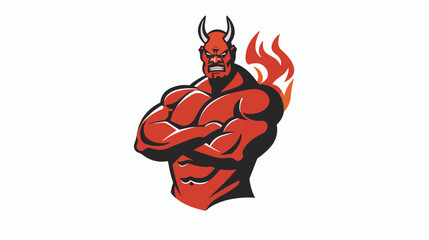 Muscular devil chili simple logo flat vector isolated