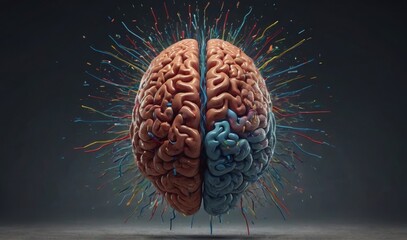 Concept art of a human brain exploding with knowledge and creativity. generative ai - obrazy, fototapety, plakaty