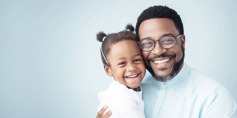 Portrait of a happy and smile pretty girl daughter and  Father  , Father's day, Children's day, Studio shot,