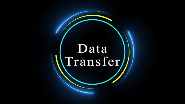 Abstract technology background animated with circular design and the words Data Transfer.