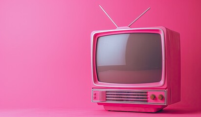 Pink tv on pink table