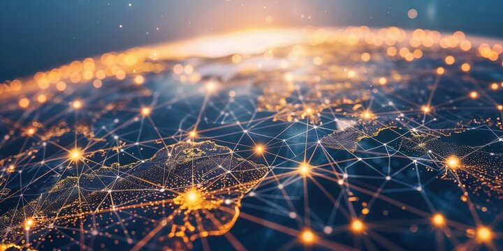 An intricate network of global business connections, set against the backdrop of a world map.