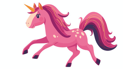 Obraz na płótnie Canvas Pink funny smiling unicorn Vector illustration.