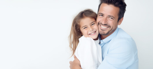 Fototapeta premium happy and smile pretty girl daughter and dady , Father's day, Children's day,Studio shot,
