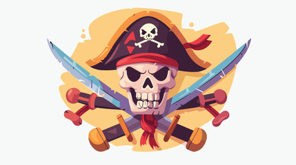 Pirate sign with skull and crossed swords icon. Childr