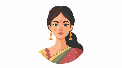 Portrait of Indian woman in a sari. Female face. Girls