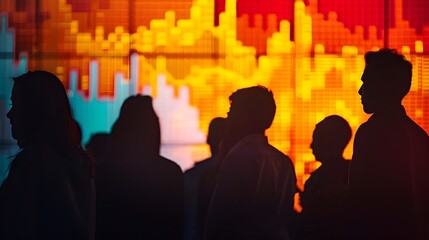 Vibrant Nighttime Cityscape with Silhouetted Skyscrapers and Glowing Lights