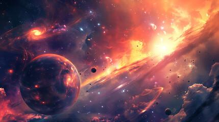 Obraz premium background planet earth, horizon, save energy, galaxy, space, mountain and planet, for digital and print