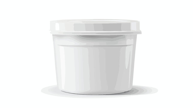 Realistic White blank plastic container for yogurt 