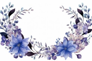 Obraz premium Watercolor hyacinth clipart featuring fragrant blooms in shades of purple and blue. flowers frame, botanical border, It's perfect for cards, patterns, flowers compositions, frames, wedding cards.
