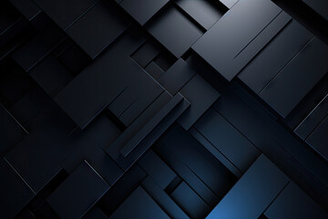 Abstract Geometric Background of Overlapping Blue and Black Rectangular Shapes