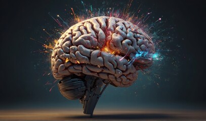 Concept art of a human brain exploding with knowledge and creativity. generative ai