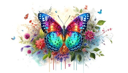 Watercolor Painting of Silky Wanderer Butterfly - obrazy, fototapety, plakaty