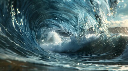 The moment a wave curls over, creating a tunnel of water