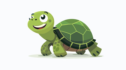 Happy turtle cartoon flat vector isolated on white background
